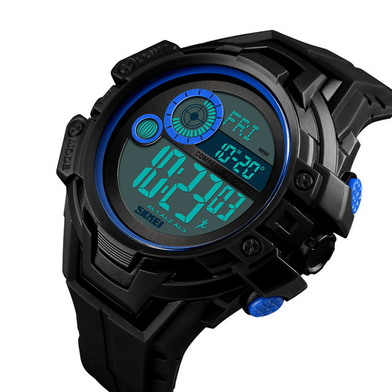 SKMEI 1447 Compass Calorie Pedometer Chrono 5ATM Outdoor Sports Men Digital Watch - Trendha
