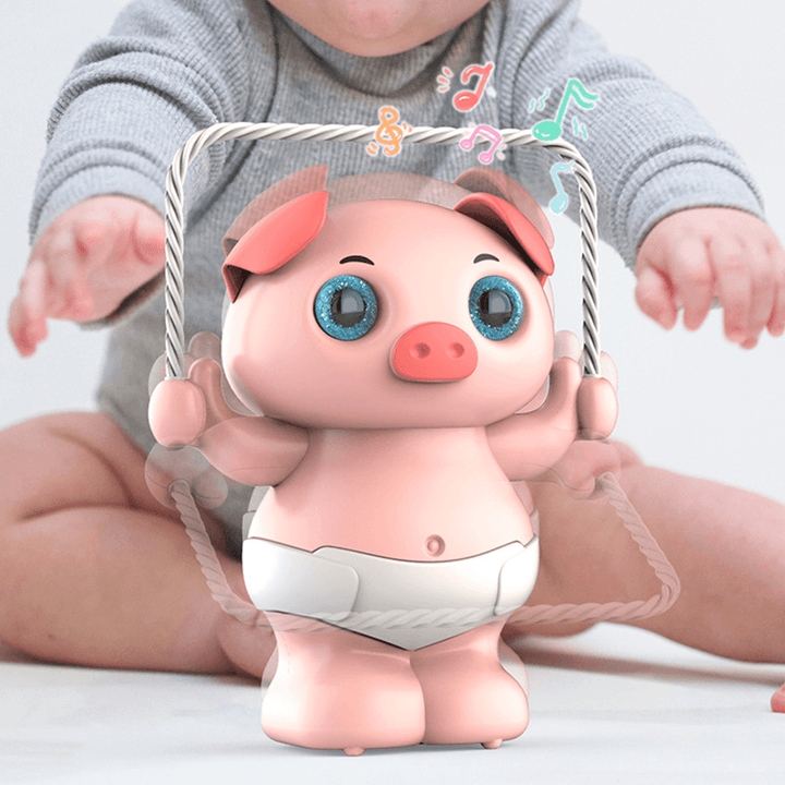 Creative Cute Electric Dancing Pet Clap Your Hands to Wake up Dumping Voice Control Skipping Piggy Dog Puzzle Toy with Lights & Music for Kids Gift - Trendha