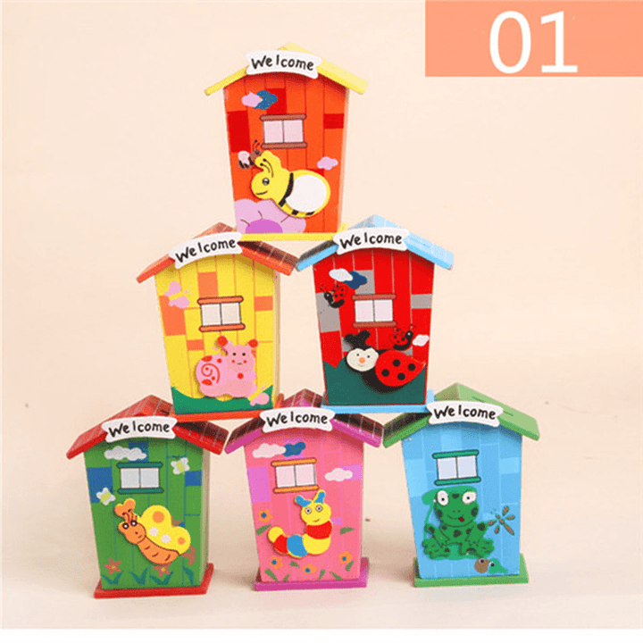 1Pc Wooden Money Saving Little House Flower Love Heart Animal Box Gift Novelties Toys - Trendha