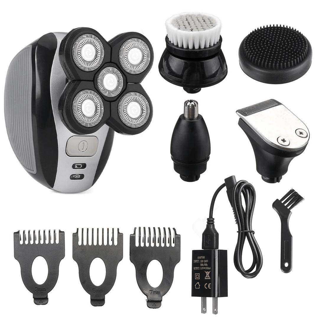 5 in 1 Electric Men Bald Head Shaver Kit 5 Heads Cordless Hair Clippers Trimmer - Trendha
