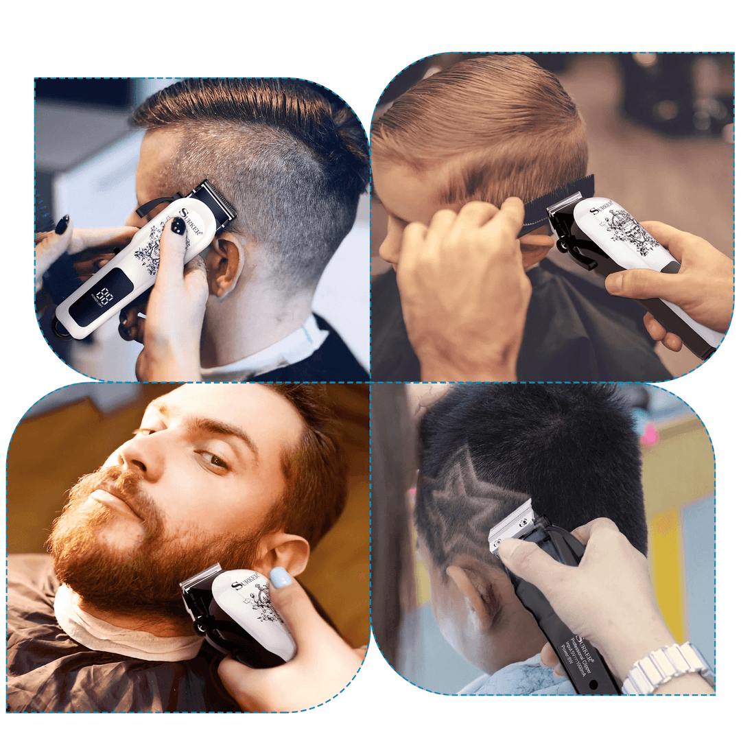 Surker Electric Hair Clipper Bread Trimmer Professional Cordless Shaver LED Dispaly Hair Cutting Kit W/ 8Pcs Limit Combs - Trendha