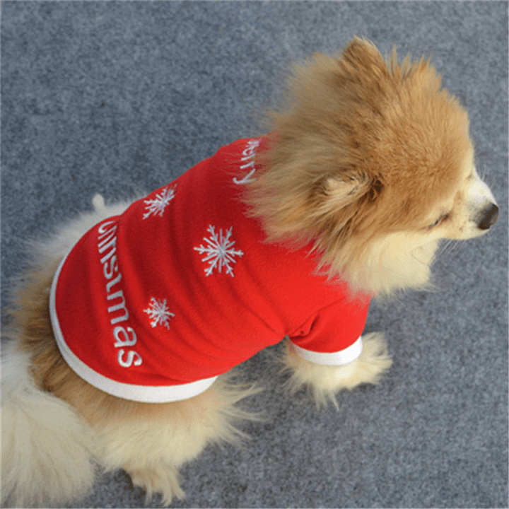 Christmas Pet Dog Cat Winter Clothes Warm Pullover Embroidered Outfit Coats Costume for Puppy Dogs - Trendha