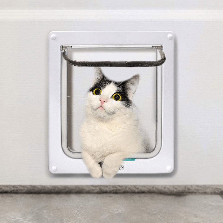 S/M/L 4 Way Locking Intelligent Control Pet Door Waterproof Small Dog Cat Door Window Security Flap Door Pet Cage for Interior Doors - Trendha