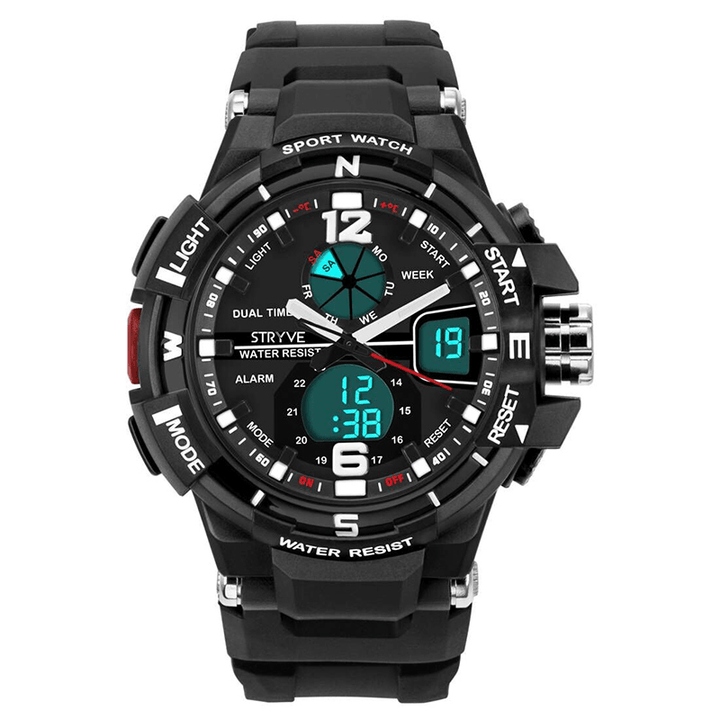 STRYVE S8012 Chronograph Luminous Week Display Waterproof Men Sport Dual Display Digital Watch - Trendha