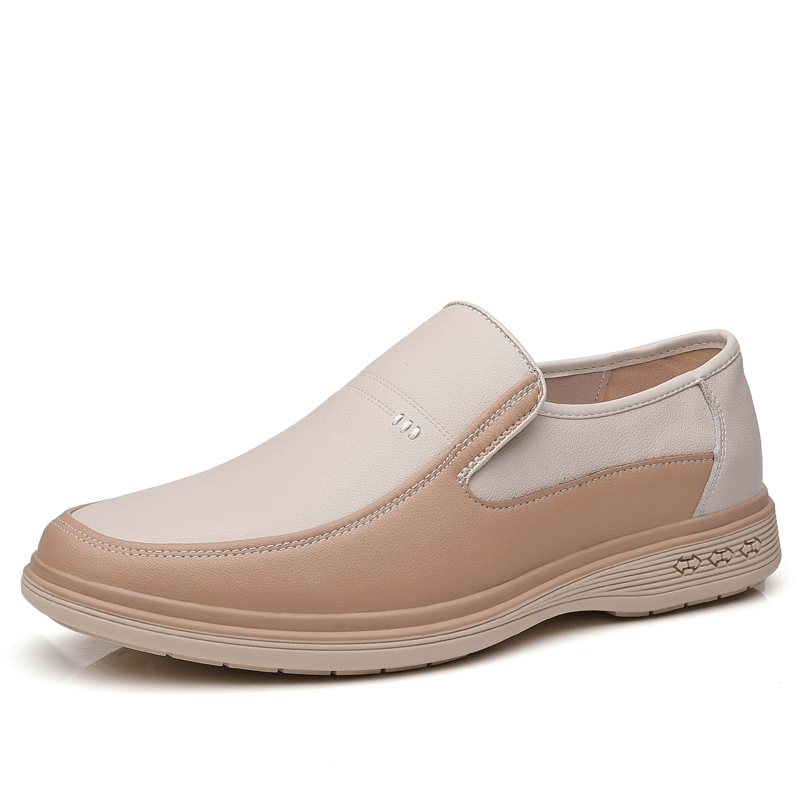Breathable Cowhide Leather Slip-On Casual Shoes for Men with Hollow Out Design - Trendha