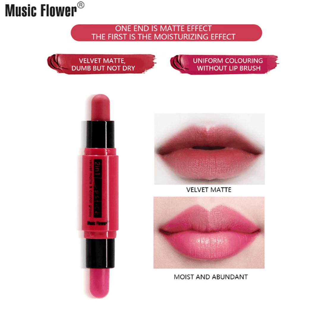 Music Flower Matte Mousse Lips Makeup Lip Stick Blush Effect Dual Function - Trendha