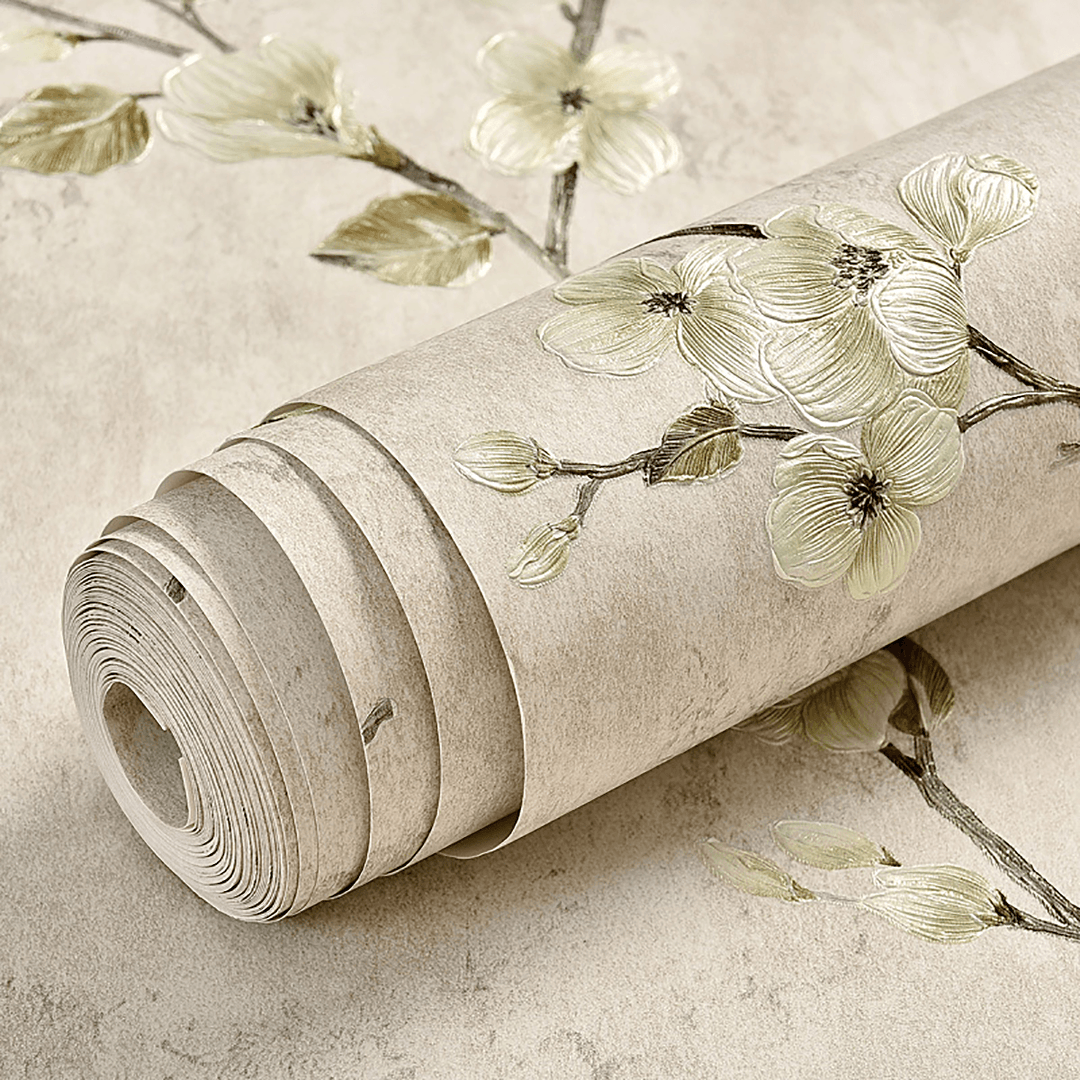3D Floral Embossed Non-Woven Wallpaper - 5M² Self-Adhesive Wallpapers for Home Decor - Trendha