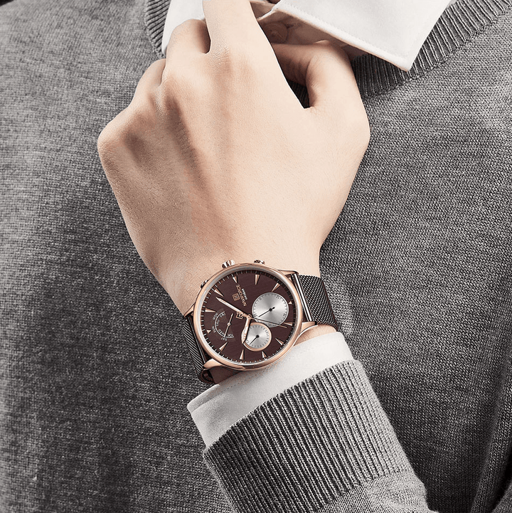 NAVIFORCE 3010 Ultra Thin Casual Style Men Wrist Watch Stainless Steel Band Quartz Watch - Trendha