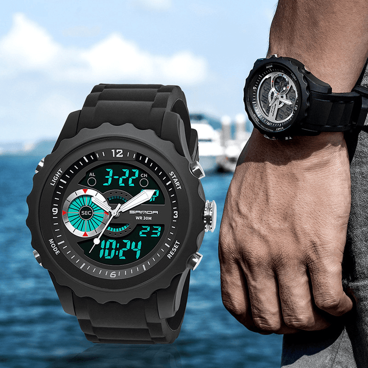 SANDA 769 Sport Men Watch Luminous Date Week Display Dual Time Waterproof Outdoor Digital Watch - Trendha