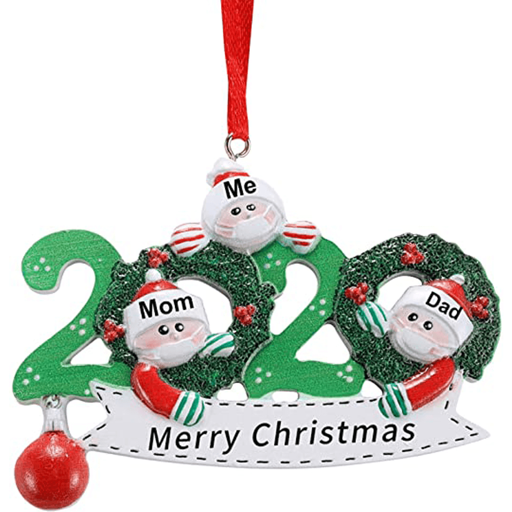 2020 Christmas Family Figurine Ornaments Xmas Tree Santa Claus Snowman Pendants Thanksgiving Toys with Bells for Gift Home Decorations - Trendha