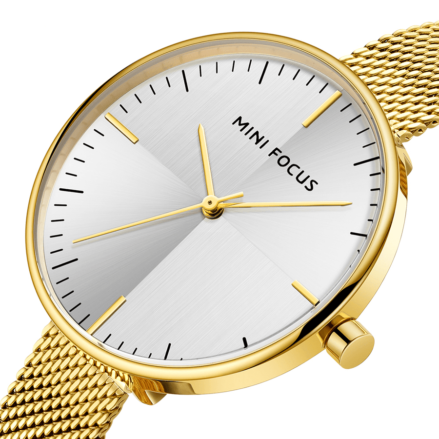 MINI FOCUS MF0275L Ultra Thin Mesh Strap Analog Clock Waterproof Concise Women Quartz Watch Wristwatch - Trendha