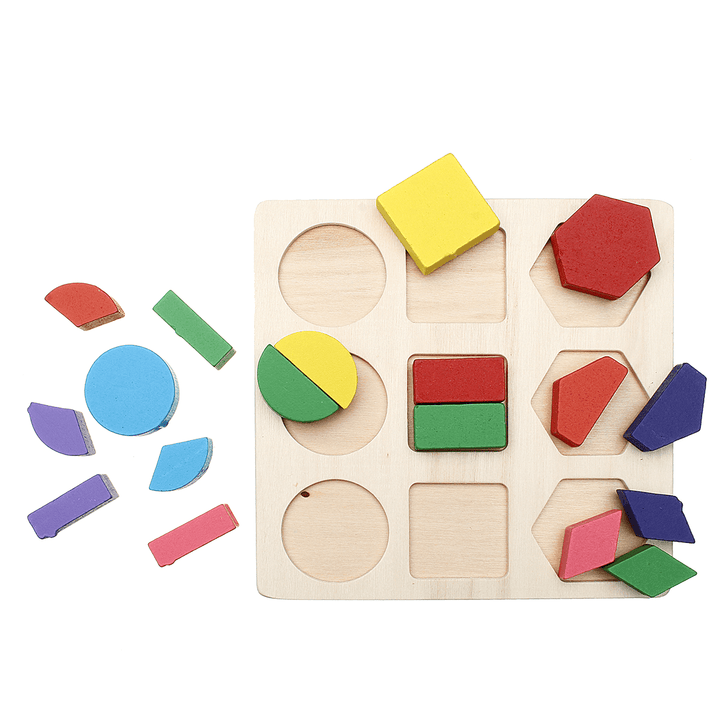 Early Education Children Jigsaw Puzzle Toy Wooden Geometric Board Cognitive Matching Board - Trendha
