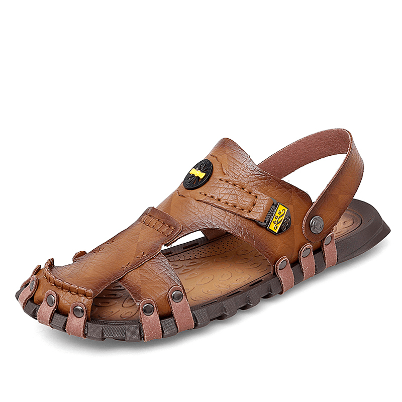 Men Casual Soft Micro Fiber Metal Decoration Slip on Outdoor Sandals - Trendha