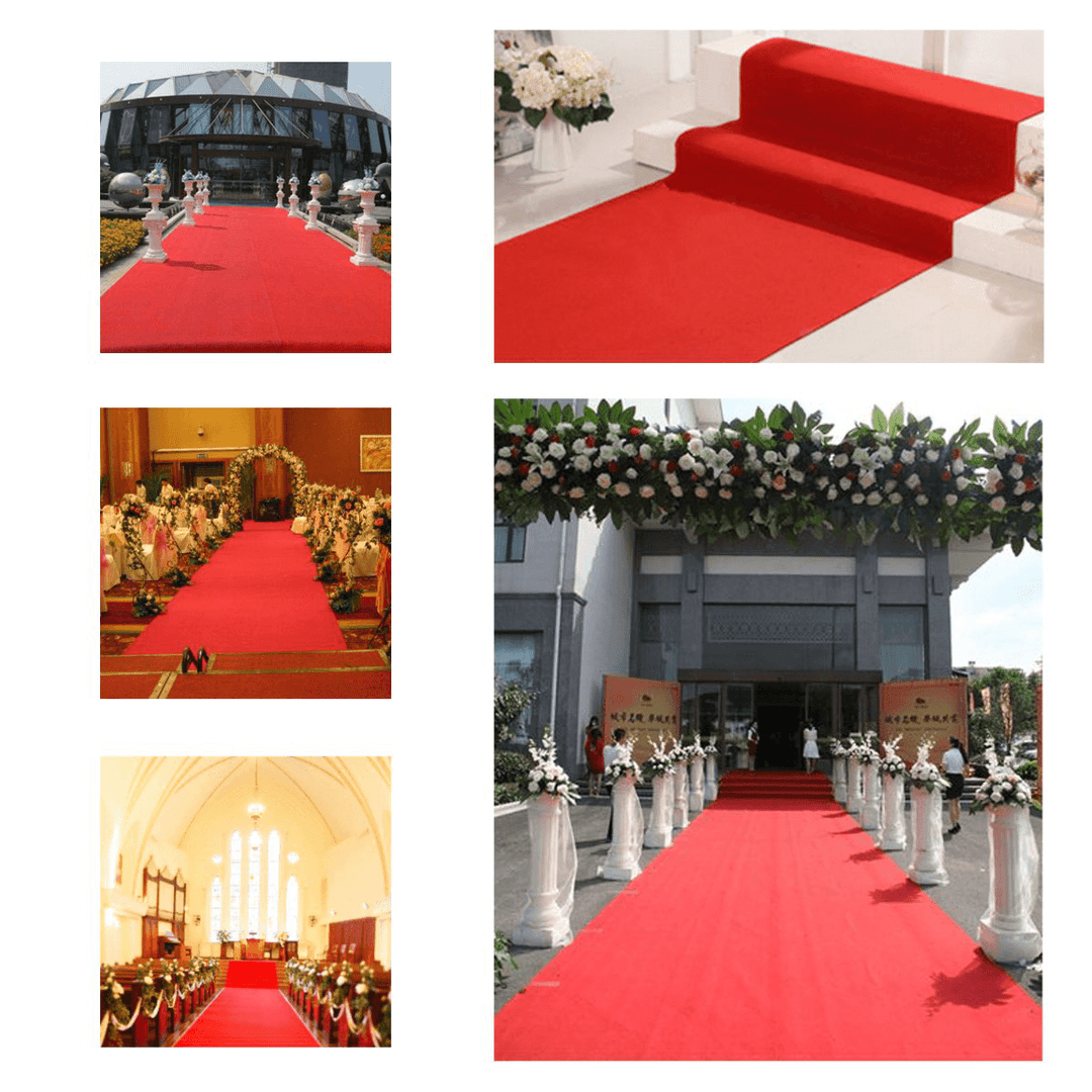 80 X 300Cm Red Carpet Wedding Runners Aisle Floor Rug Hollywood Party Decorations - Trendha