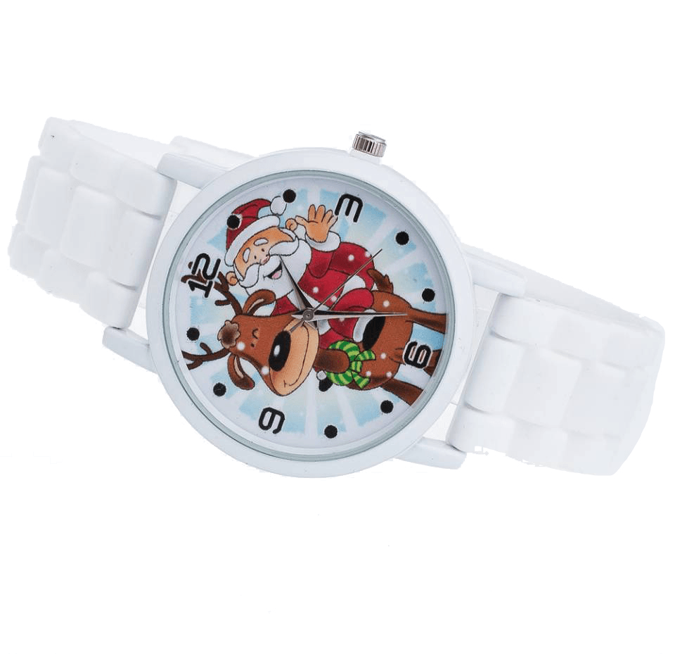 Cartoon Santa Claus and Reindeer Pattern Silicone Strap Watch Cute Kid Watch Fashion Children Quartz Watch - Trendha