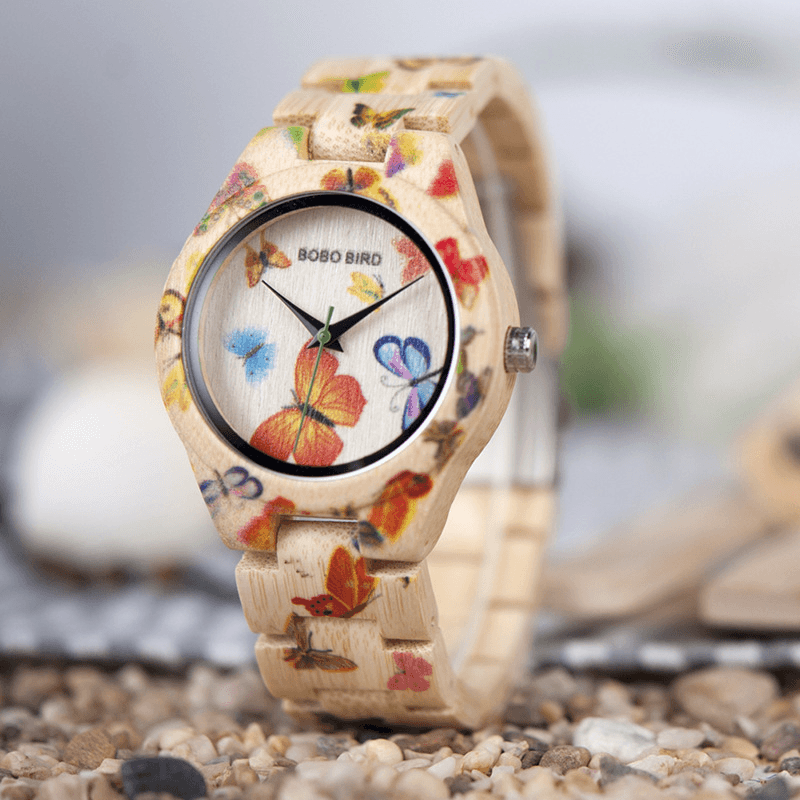 BOBO BIRD O20 Fashionable Bamboo Women Wrist Watch Hardlex Glass Wooden Quartz Watch - Trendha