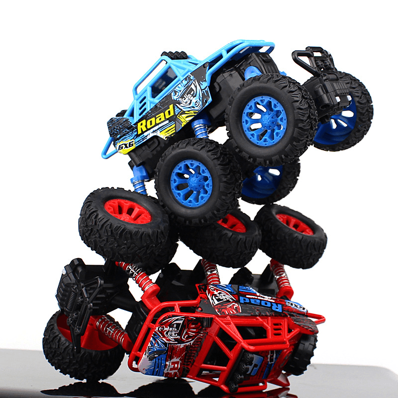 6 Bigfoot Wheel Pull Back Climbing Car Model Shockproof Car Sound Light Version Novelties Toys with Free Gift - Trendha