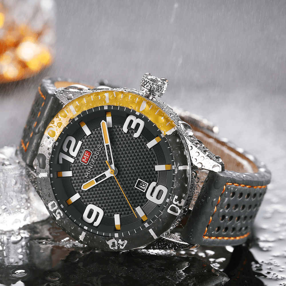 MINI FOCUS MF0155G Date Display Waterproof Men Wrist Watch Silicone Strap Quartz Watches - Trendha