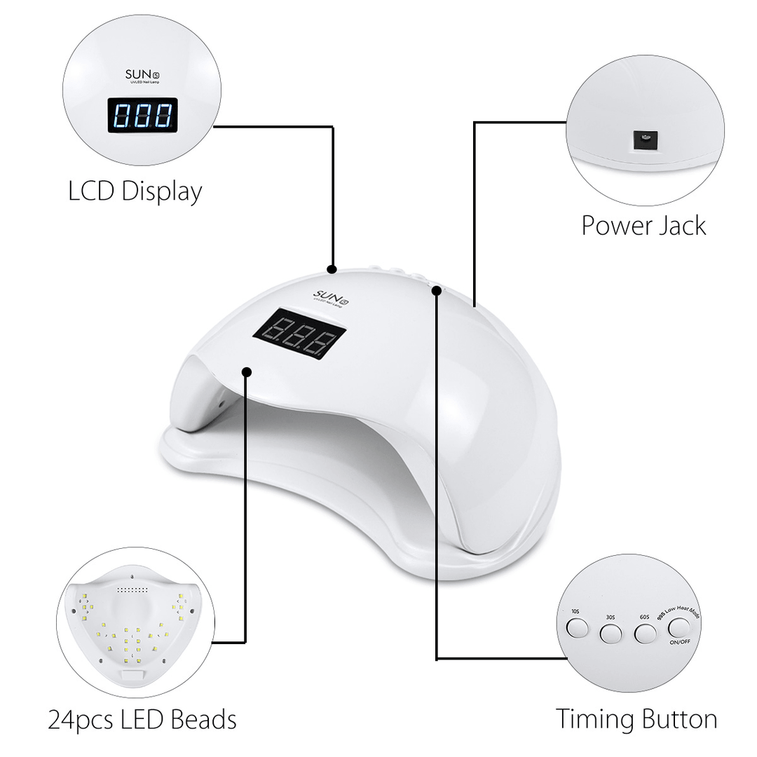 SUN5 48W UV Lamp LED Nail Lamp Is Suitable for All Gel 24 Beads Automatic Sensing LED Display Nail Dryer - Trendha