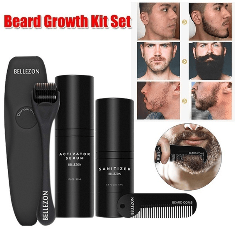 Beard Growth Liquid Activation Promotes Hair Growth Set Box Beard Growth Essence Micro Needle Set - Trendha