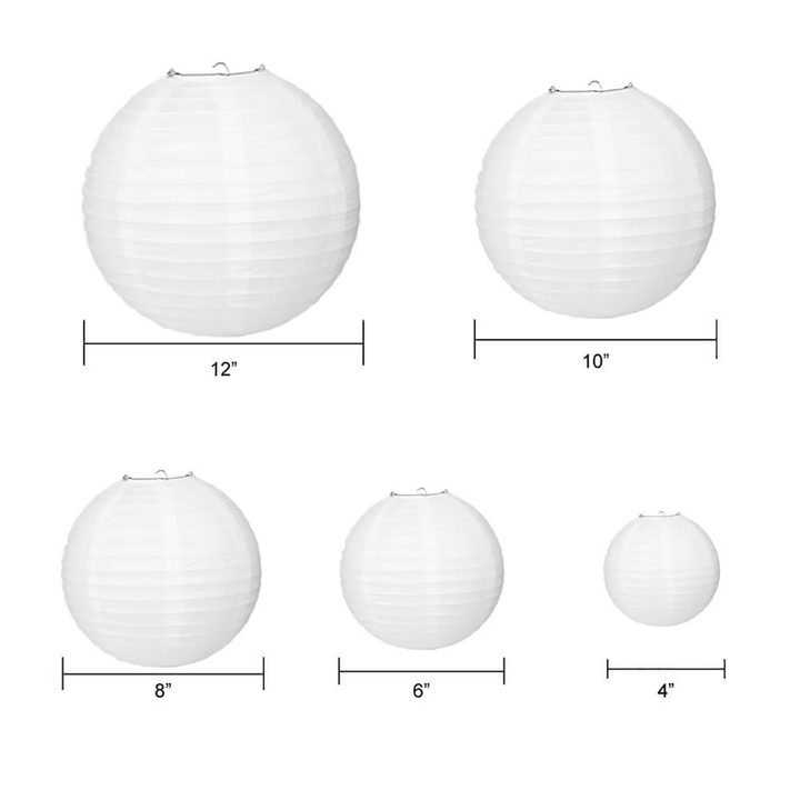 15Packs White round Paper Lanterns with Assorted Sizes for Wedding Party Decorations - Trendha
