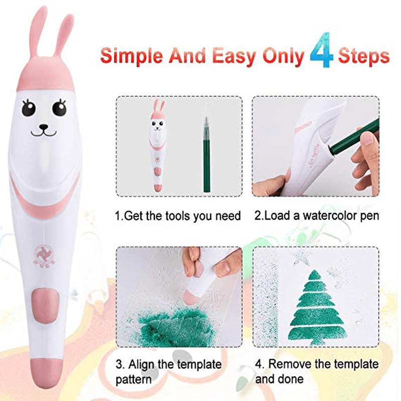 Watercolor Pen 12 Colors with Painting Templates Dust-Free Cloth Battery Operated Toys - Trendha