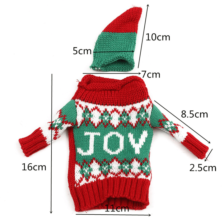 Christmas Knitted Sweater Lid Hat Wine Bottle Cover Wrap Bag Xmas Decoration - Trendha