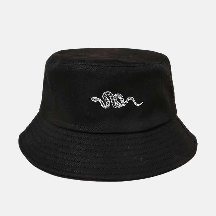 Unisex Snake Pattern Print Sun Hat Cotton Simple Versatile Sunscreen Bucket Hat - Trendha