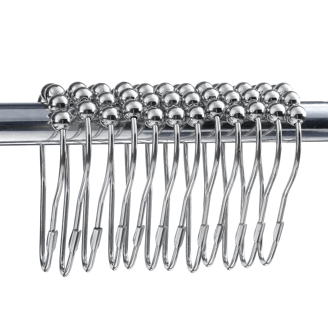 12Pcs Stainless Steel Shower Curtain Hooks Rings Rods for Bathroom - Trendha