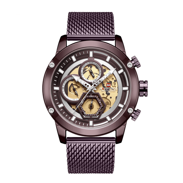 NAVIFORCE 9167 Business Style Luminous Hand Men Wrist Watch Calendar Quartz Watch - Trendha