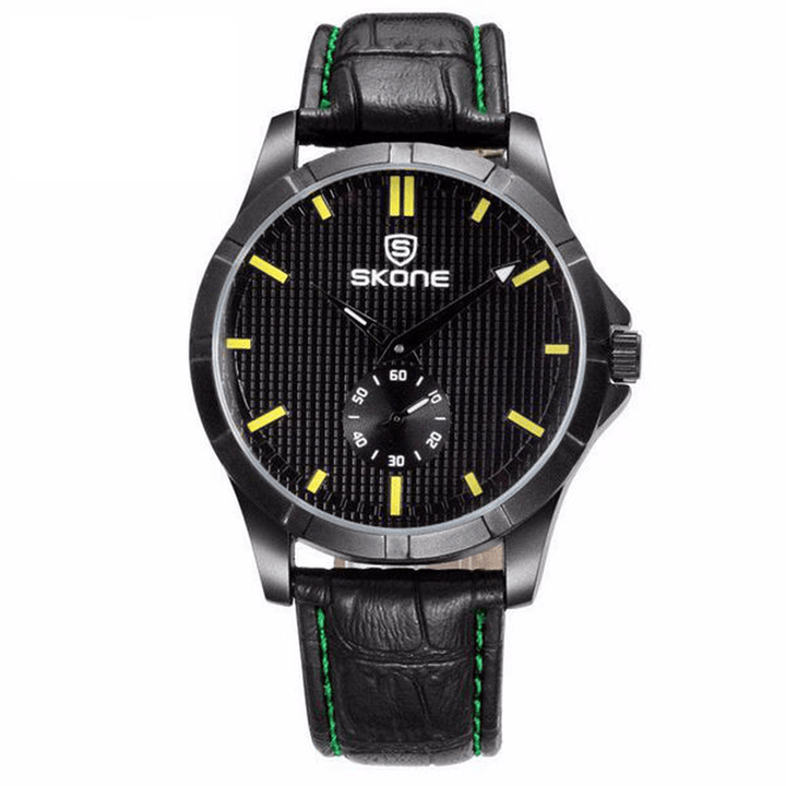 SKONE 9415EG PU Leather Band Daily Life Waterproof Analog Quartz Wrist Watch - Trendha