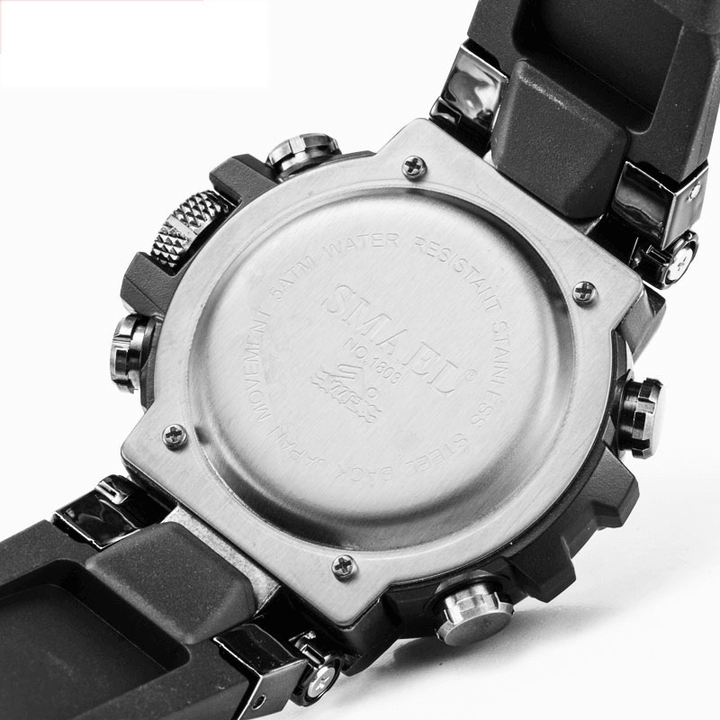 SMAEL 1803 Metal Case Luminous Needle 5ATM Waterproof Sport Dual Display Digital Watch - Trendha