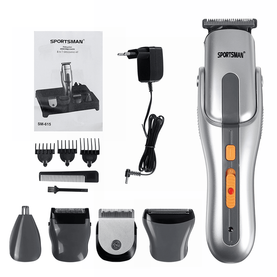 SPORTMAN SM-615 5 in 1 Electric Rechargeable Hair Clipper Multifunctional Hair Clipper Epilator Shaver Nose Trimming for Adult Kids Hair Cutting - Trendha