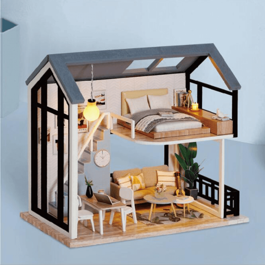 CUTE ROOM Miss Happeiness Theme of DIY Assembled Doll House with Cover for Children Toys - Trendha
