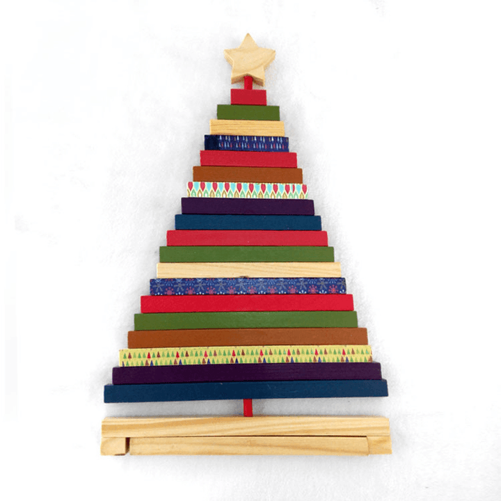 Turn Striped Christmas Tree Wood Ornaments Creative Gifts Decoration Toys - Trendha