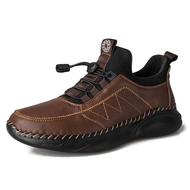 Men Comfy Cowhide Leather Light Weight Soft Casual Sport Shoes - Trendha