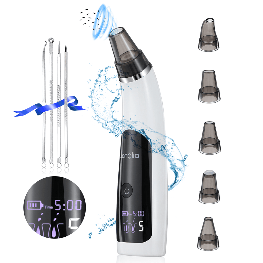 USB Charging Blackhead Remover Pore Cleaner 3 Modes Vacuum Pore Sucker LED Screen with 6 Probes - Trendha