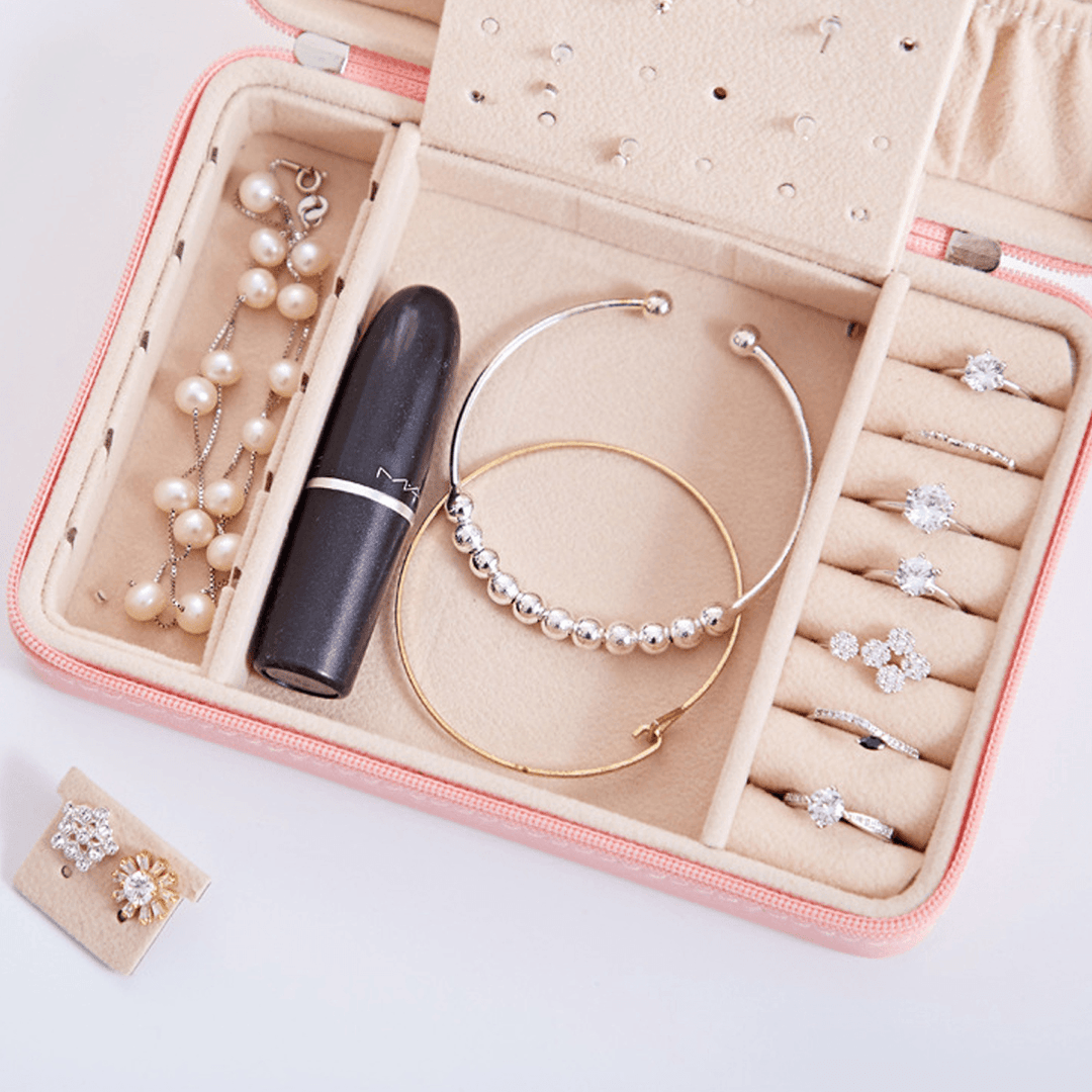 Portable Women Jewelry Box Ornaments Storage Case PU Earring Holder Organizer - Trendha