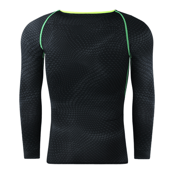 Men Compression Body Shaper Tight Sports Stretch Shirt Long Sleeve O-Neck Fitness Base Layer - Trendha