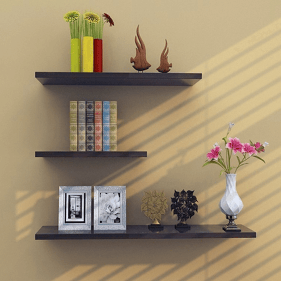3 Pcs/Set Wood Wall-Mounted Punch Free Shelves Bookshelf Storage Rack Shelf Wall Hanging Decorations Stand Organizer - Trendha