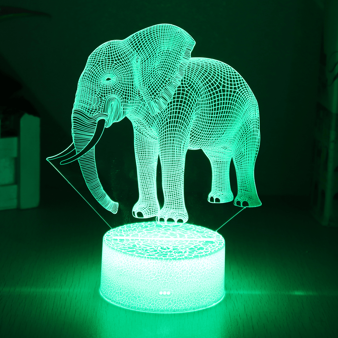 Elephant Model Remote Control Touch Switch 3D Acrylic LED 7/16 Colors Colorful Light Christmas Gift Decorations - Trendha