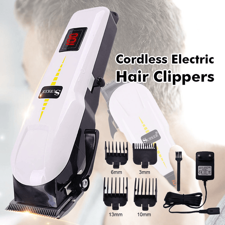 Surker Professional Cordless Hair Clipper Barber Hair Cutting Machine LED LCD Display Electric Hair Trimmer for Men Adult Child - Trendha