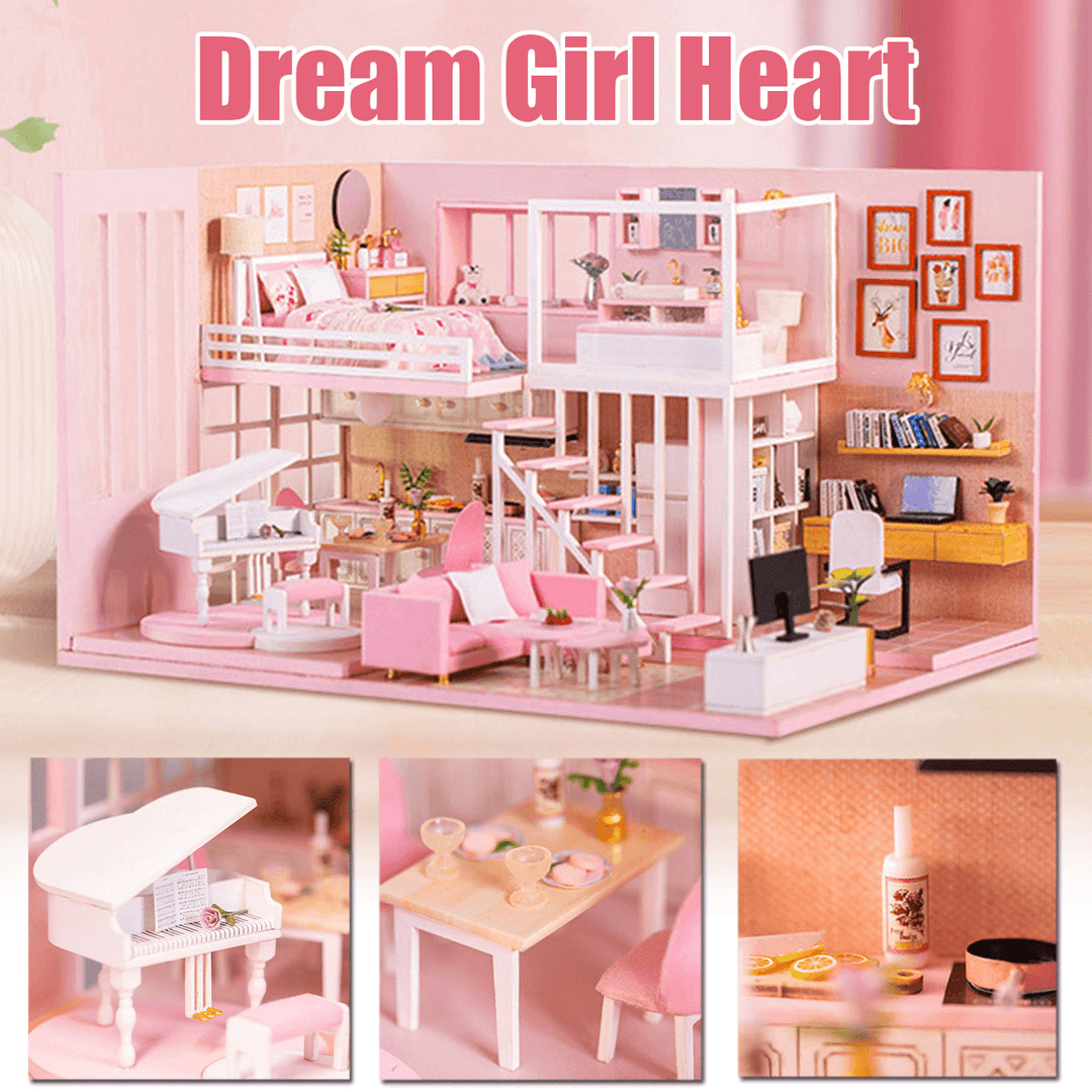 DIY Creative Handmade House Educational Toys Girl Heart Birthday Gift Doll House - Trendha