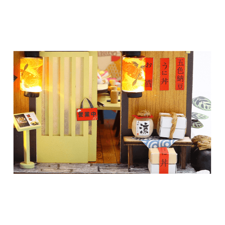 Homeda M2011 Japanese-Style Sushi Restaurant DIY Doll House Assembly Cabin Creative Toy with Dust Cover Indoor Toys - Trendha