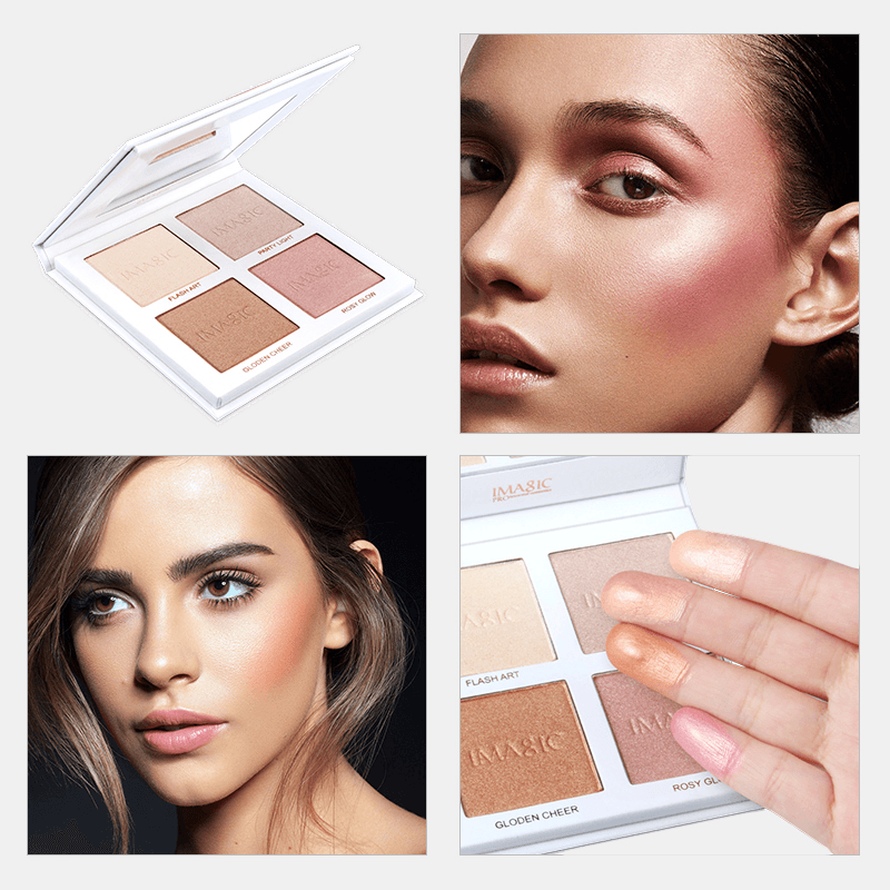 MAGIC Highlighter Powder Palette Shimmer Face Contouring Highlight Face Bronzer Makeup 4 Colors Highlighter Brighten Skin - Trendha