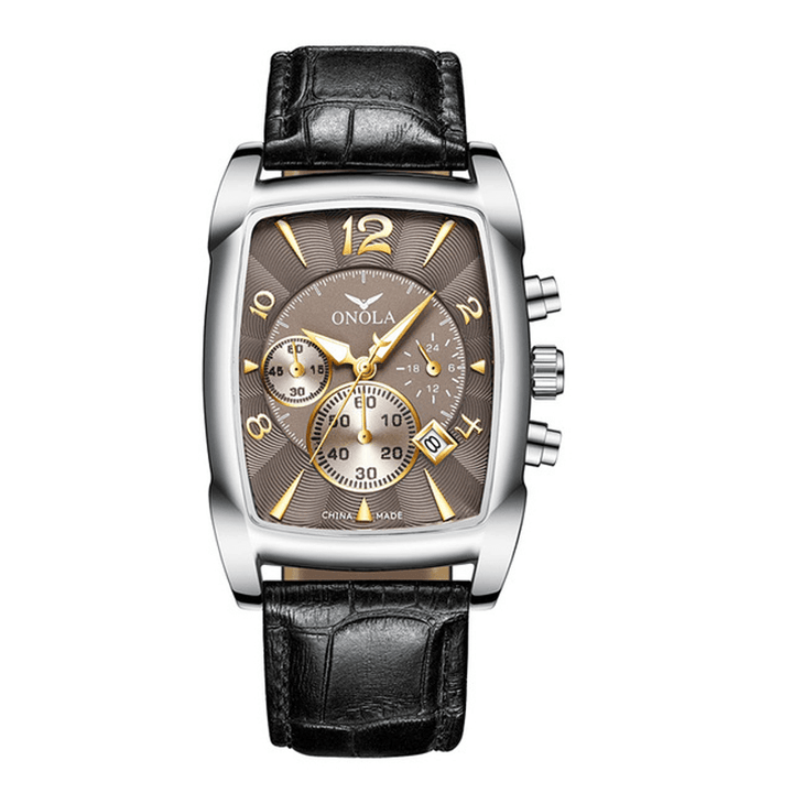ONOLA ON6818 Business Men Watch Date Display Multi-Function Waterproof Leather Strap Quartz Watch - Trendha