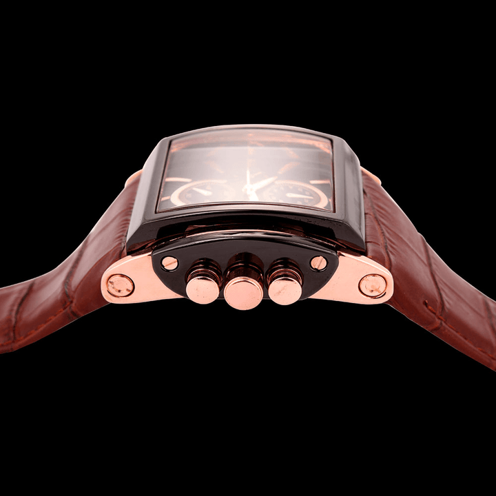 BOAMIGO 2098 Retro Small Square Watch Calendar Men Waterproof Leather Strap Quartz Watch - Trendha