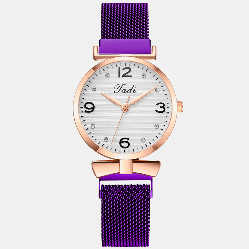 Trendy Simple Elegant Design Wild Women Watches Alloy Mesh Band Rose Gold Alloy Case Quartz Watch - Trendha