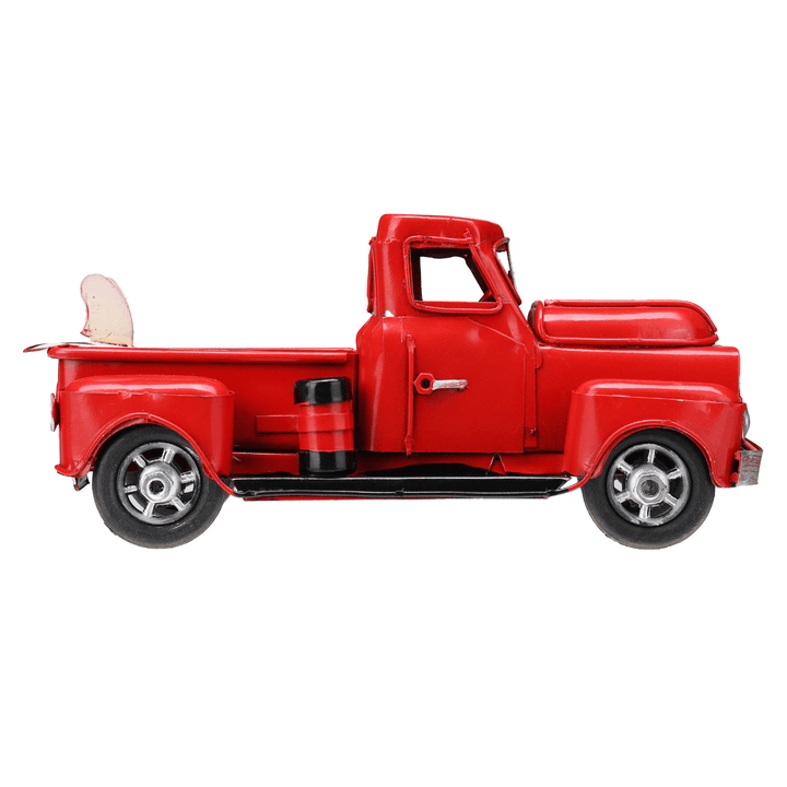 Old Red Metal Truck Vehicle Car Model Kids Christmas Gifts Toys Table Top - Trendha