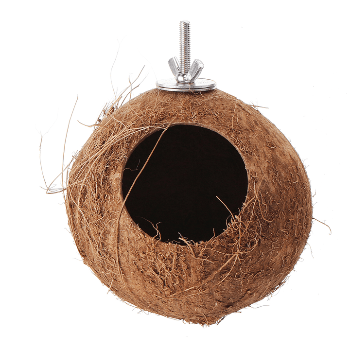 Hanging Lanyard Ladder Bird Nest House Natural Coconut Shell Shape Pet Bed Parakeets Finches Sparrows Parrots Cage - Trendha